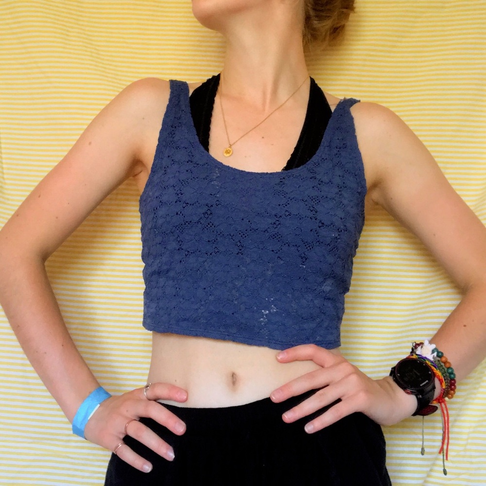 Blue Lace Crop Top